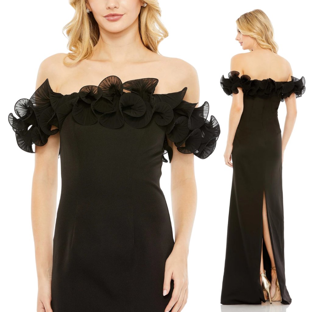 Mac Duggal | Off The Shoulder Ruffle Detail Column Gown #49643